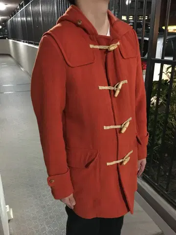 오렌지 더플 코트 L 사이즈 울 혼방