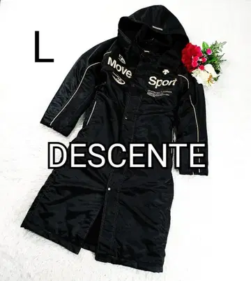 DESCENTE 보아 벤치 코트 L 집업 블랙 금 데상트