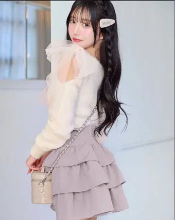 미셸 마카롱 프릴 슬림 레그 스커트