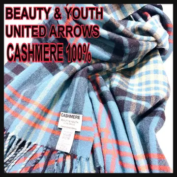 레어 뷰티 앤 유스 유나이티드 애로우즈 캐시미어 100% 블루 체크