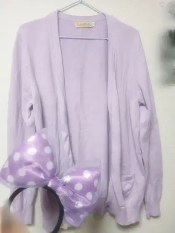 스쿨 가디건 보라색 디즈니 머리띠 보라색 2개 세트