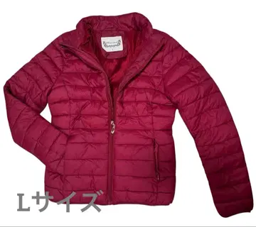 빨간색 퀼팅 다운 자켓 아우터 여성용 안감 모직 겨울 의류 L