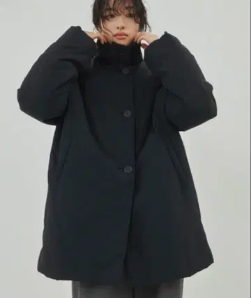 aunt marie's 3WAY 충전솜 오버 사이즈 숏코트 블랙