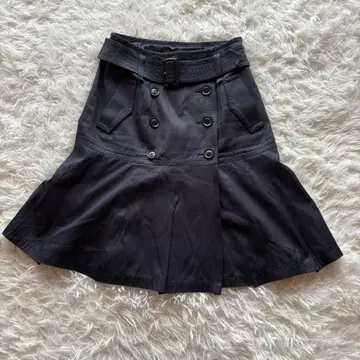 MICHEL KLEIN 플레어 스커트 M 실크 네이비 무릎 기장