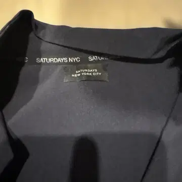 SATURDAYS NYC 하프 지퍼 긴팔 티셔츠 네이비/화이트