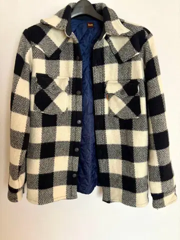 블랙 화이트 체크 셔츠 자켓
