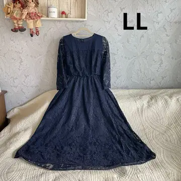 새상품*빅 사이즈 LL*페미닌 다크 네이비 롱 원피스 세레모니