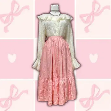 가격 인하 vintage 로키에 프릴 핑크 꽃 잎 볼륨 스커트