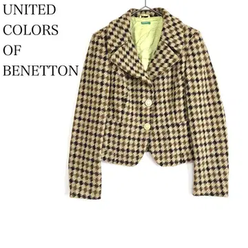 베네통 새상품급 테일러드 자켓 레트로 트위드