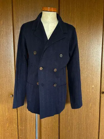 ALBARENA 이탈리아 브랜드 네이비 더블 브레스트 니트 자켓