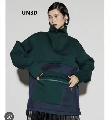 UN3D [ 언쓰리드 ] 다크 그린 하이넥 후드티 사이즈 36 ( S )