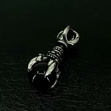 빈티지 실버 블랙 볼 네일 목걸이 펜던트