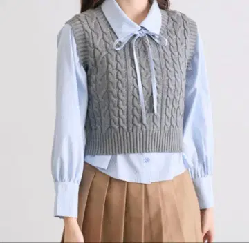 올리브 데 올리브 셔츠+베스트 세트 스커트