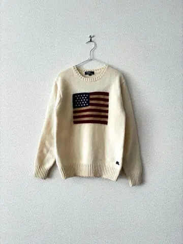 랄프 로렌 성조기 울 100% 아이보리 여성용 S M 사이즈