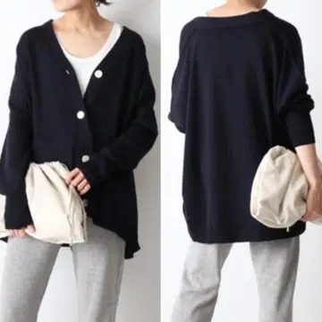 FRAMeWORK V넥 빅 가디건 네이비 프레임워크