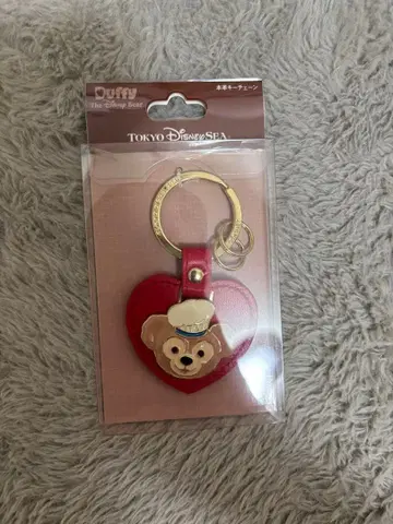 더피 하트 천연 가죽 키체인 키링 Duffy