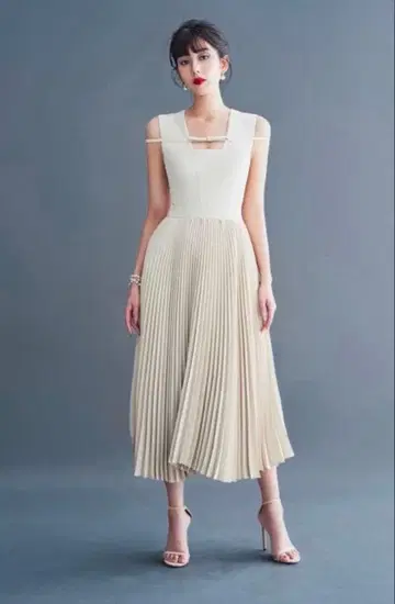 리본 디테일 드레스 원피스 플리츠 스커트