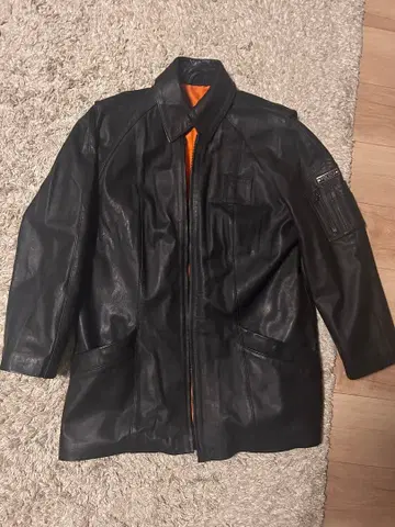 이탈리안 폴리 카우 가죽 롱 자켓