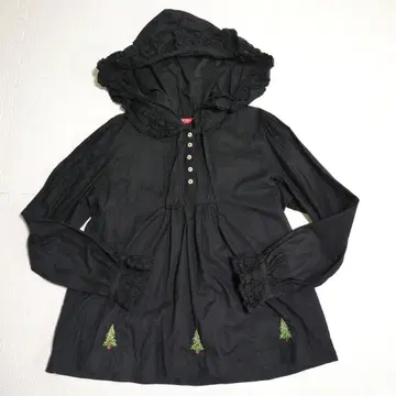 PINK HOUSE 핑크하우스 블라우스 크리스마스 전나무 블랙