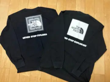 T셔츠 긴팔 롱 슬리브 백 스퀘어 로고 티 2장 세트