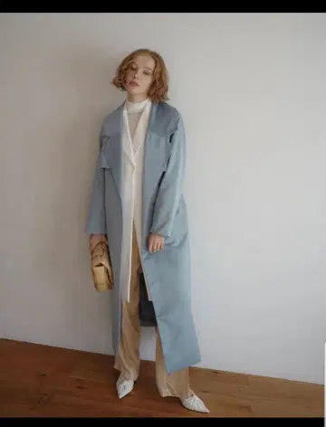 마르크 임포트 나카무라 미카 새틴 롱 트렌치코트 블루