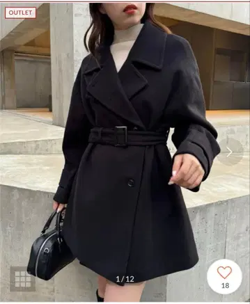 chico 스탠드 카라 미들 기장 오버코트