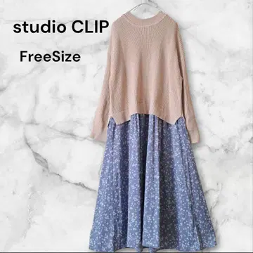 스튜디오 클립 니트 꽃무늬 도킹 원피스 프리 사이즈