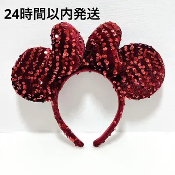 디즈니 머리띠 미니 벨로아 크리스마스 스팽글 빨간색