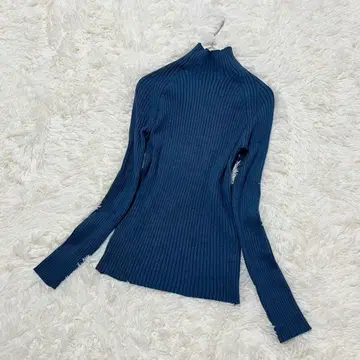 ITEMS URBAN RESEARCH 하이넥 리브 스웨터 탁한 블루