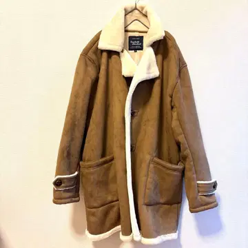 무스탕풍 코트 싸개 버튼 브라운