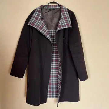 닥스 다크 브라운 롱 코트 안감 체크 38 사이즈