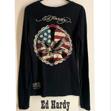 Ed Hardy 에드 하디 y2k 긴팔 V넥 블랙 T셔츠 XS