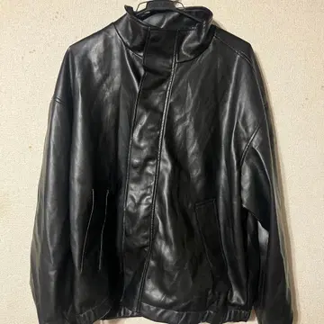 신세틱 가죽 스탠드 숏 모즈 코트 블루종