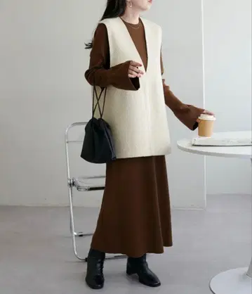 DISCOAT 디스코트 베스트 포함 리브 니트 셋업