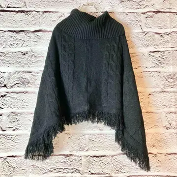 zz1243: 허니드롭 판초 니트 블랙 M