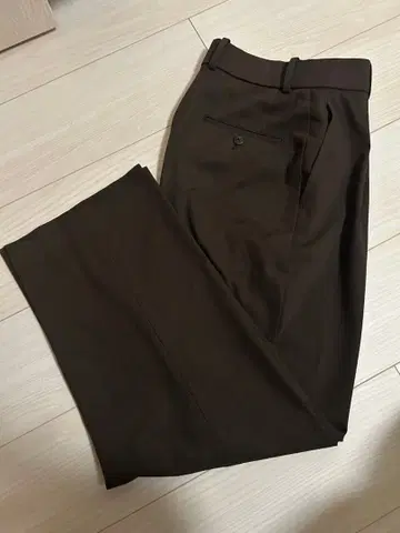 턱 와이드 팬츠 브라운 S