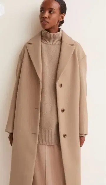 H&M 베이지 체스터 코트 울 혼방 택 없음 새상품