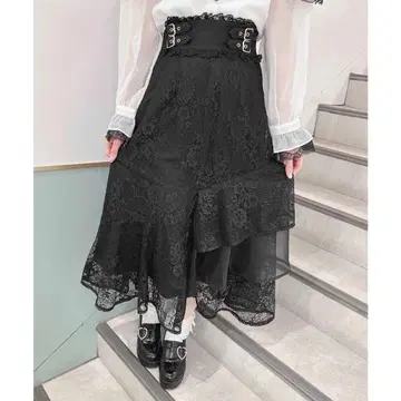 전체 레이스 아지메 티어드 롱 스커트 로지타 rojita