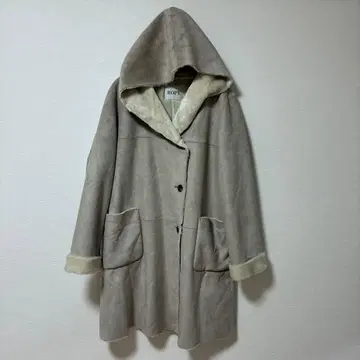 ROPE 후드 부착 무스탕 코트 베이지 여성용