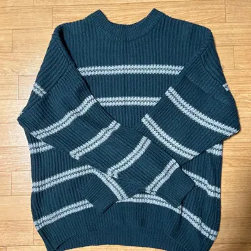 RAGEBLUE 다크 그린 스트라이프 니트 M