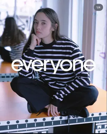 everyone cotton border long sleeve tee L