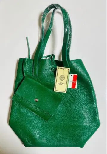 그린 소가죽 토트백 부속 파우치 포함