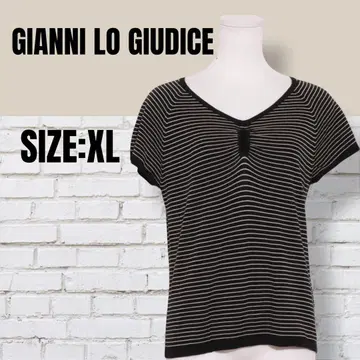 새상품급 GIANNI LO GIUDICE 보더 반팔 니트 42 XL