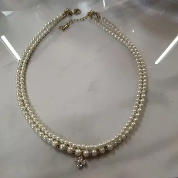 이중 펄 크리스탈 목걸이