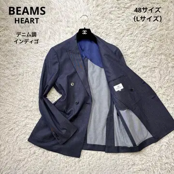 컨디션 최상 [빔즈하트] 인디고 데님풍 더블 브레스트 6버튼 48 L