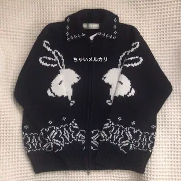 GU 로쿠 풀 집업 니트 자켓 네이비