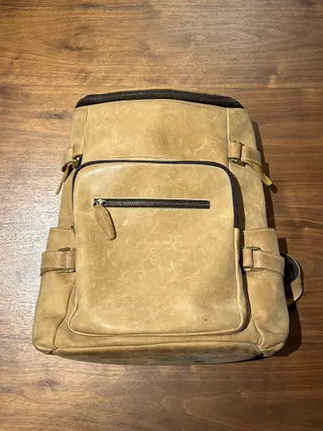 천연 가죽 백팩 카멜/베이지/라이트 브라운