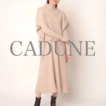 CADUNE 레이어드 니트 원피스 (베이지)