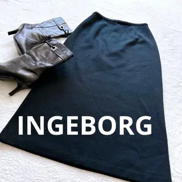 INGEBORG 인게보르크 블랙 롱 스커트 울 100% 핑크하우스