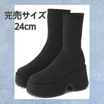 완판 사이즈 GRL 통굽 니트 미들 부츠[zr1193]